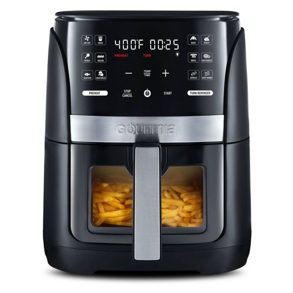 Gourmia -  6-Qt Digital Window Air Fryer with 12 Pres Black